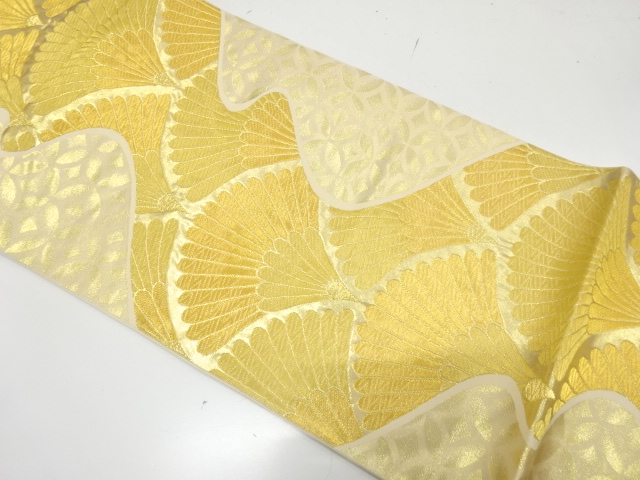 JAPANESE KIMONO / ANTIQUE FUKURO OBI / SILK / WOVEN KIKU & SHIPPO PATTERN